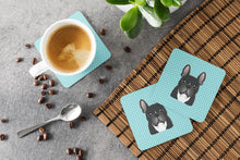 Load image into Gallery viewer, Checkerboard Blue French Bulldog Coasters - Set of 4 Lightweight Foam, Absorbent Drink Coasters BB1165FC
