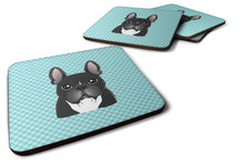 Load image into Gallery viewer, Checkerboard Blue French Bulldog Coasters - Set of 4 Lightweight Foam, Absorbent Drink Coasters BB1165FC