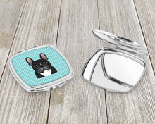 Load image into Gallery viewer, Checkerboard Blue French Bulldog Compact Mirror – Stylish Purse Mirror with Artistic Covers BB1165SCM