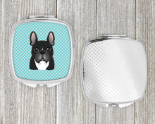 Load image into Gallery viewer, Checkerboard Blue French Bulldog Compact Mirror – Stylish Purse Mirror with Artistic Covers BB1165SCM