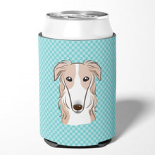 Load image into Gallery viewer, Checkerboard Blue Borzoi Can or Bottle Hugger BB1166CC