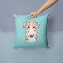 Load image into Gallery viewer, Checkerboard Blue Borzoi Canvas Throw Pillow - 14x14 Decorative Pillow – Art for Your Home &amp; Patio BB1166PW1414