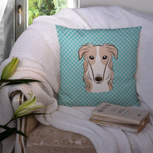 Load image into Gallery viewer, Checkerboard Blue Borzoi Canvas Throw Pillow - 14x14 Decorative Pillow – Art for Your Home &amp; Patio BB1166PW1414