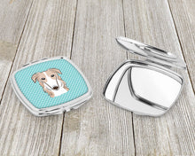 Load image into Gallery viewer, Checkerboard Blue Borzoi Compact Mirror – Stylish Purse Mirror with Artistic Covers BB1166SCM