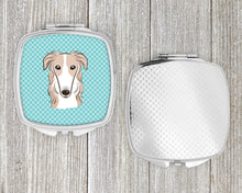Load image into Gallery viewer, Checkerboard Blue Borzoi Compact Mirror – Stylish Purse Mirror with Artistic Covers BB1166SCM