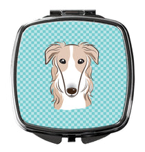 Load image into Gallery viewer, Checkerboard Blue Borzoi Compact Mirror – Stylish Purse Mirror with Artistic Covers BB1166SCM