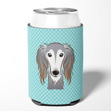 Load image into Gallery viewer, Checkerboard Blue Saluki Can or Bottle Hugger BB1167CC