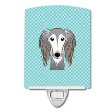 Load image into Gallery viewer, Checkerboard Blue Saluki Ceramic Night Light BB1167CNL
