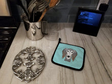 Load image into Gallery viewer, Checkerboard Blue Saluki Pot Holders - Set of 2 - Heat-Resistant Kitchen Essentials BB1167PTHD
