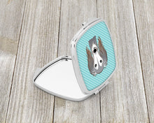 Load image into Gallery viewer, Checkerboard Blue Saluki Compact Mirror – Stylish Purse Mirror with Artistic Covers BB1167SCM
