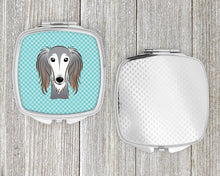 Load image into Gallery viewer, Checkerboard Blue Saluki Compact Mirror – Stylish Purse Mirror with Artistic Covers BB1167SCM