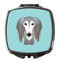 Load image into Gallery viewer, Checkerboard Blue Saluki Compact Mirror – Stylish Purse Mirror with Artistic Covers BB1167SCM