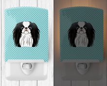 Load image into Gallery viewer, Checkerboard Blue Japanese Chin Ceramic Night Light BB1168CNL