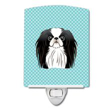 Load image into Gallery viewer, Checkerboard Blue Japanese Chin Ceramic Night Light BB1168CNL