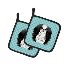 Load image into Gallery viewer, Checkerboard Blue Japanese Chin Pot Holders - Set of 2 - Heat-Resistant Kitchen Essentials BB1168PTHD