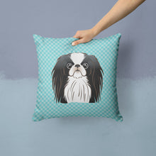 Load image into Gallery viewer, Checkerboard Blue Japanese Chin Canvas Throw Pillow - 14x14 Decorative Pillow – Art for Your Home &amp; Patio BB1168PW1414