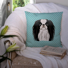 Load image into Gallery viewer, Checkerboard Blue Japanese Chin Canvas Throw Pillow - 14x14 Decorative Pillow – Art for Your Home &amp; Patio BB1168PW1414
