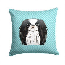 Load image into Gallery viewer, Checkerboard Blue Japanese Chin Canvas Throw Pillow - 14x14 Decorative Pillow – Art for Your Home &amp; Patio BB1168PW1414