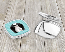 Load image into Gallery viewer, Checkerboard Blue Japanese Chin Compact Mirror – Stylish Purse Mirror with Artistic Covers BB1168SCM