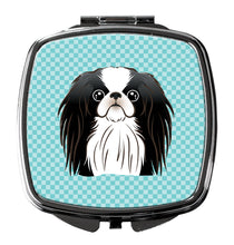 Load image into Gallery viewer, Checkerboard Blue Japanese Chin Compact Mirror – Stylish Purse Mirror with Artistic Covers BB1168SCM