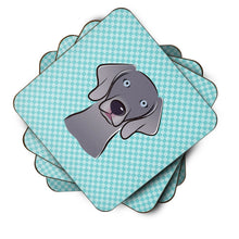 Load image into Gallery viewer, Checkerboard Blue Weimaraner Coasters - Set of 4 Lightweight Foam, Absorbent Drink Coasters BB1169FC