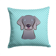 Load image into Gallery viewer, Checkerboard Blue Weimaraner Canvas Throw Pillow - 14x14 Decorative Pillow – Art for Your Home &amp; Patio BB1169PW1414