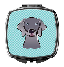 Load image into Gallery viewer, Checkerboard Blue Weimaraner Compact Mirror – Stylish Purse Mirror with Artistic Covers BB1169SCM