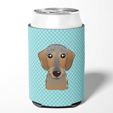 Load image into Gallery viewer, Checkerboard Blue Wirehaired Dachshund Can or Bottle Hugger BB1171CC
