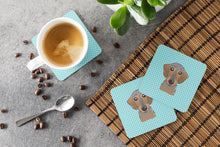 Load image into Gallery viewer, Checkerboard Blue Wirehaired Dachshund Coasters - Set of 4 Lightweight Foam, Absorbent Drink Coasters BB1171FC