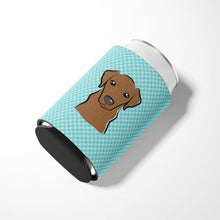 Load image into Gallery viewer, Checkerboard Blue Chocolate Labrador Can or Bottle Hugger BB1172CC