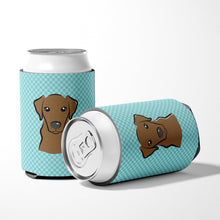 Load image into Gallery viewer, Checkerboard Blue Chocolate Labrador Can or Bottle Hugger BB1172CC
