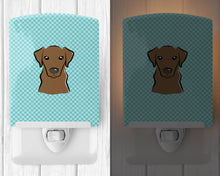 Load image into Gallery viewer, Checkerboard Blue Chocolate Labrador Ceramic Night Light BB1172CNL