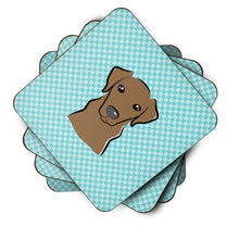 Load image into Gallery viewer, Checkerboard Blue Chocolate Labrador Coasters - Set of 4 Lightweight Foam, Absorbent Drink Coasters BB1172FC