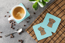 Load image into Gallery viewer, Checkerboard Blue Chocolate Labrador Coasters - Set of 4 Lightweight Foam, Absorbent Drink Coasters BB1172FC