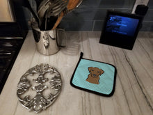 Load image into Gallery viewer, Checkerboard Blue Chocolate Labrador Pot Holders - Set of 2 - Heat-Resistant Kitchen Essentials BB1172PTHD