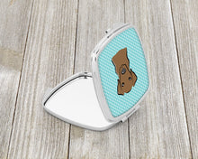 Load image into Gallery viewer, Checkerboard Blue Chocolate Labrador Compact Mirror – Stylish Purse Mirror with Artistic Covers BB1172SCM