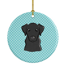 Load image into Gallery viewer, Checkerboard Blue Black Labrador Ceramic Ornament BB1173CO1