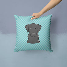 Load image into Gallery viewer, Checkerboard Blue Black Labrador Canvas Throw Pillow - 14x14 Decorative Pillow – Art for Your Home &amp; Patio BB1173PW1414