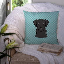 Load image into Gallery viewer, Checkerboard Blue Black Labrador Canvas Throw Pillow - 14x14 Decorative Pillow – Art for Your Home &amp; Patio BB1173PW1414