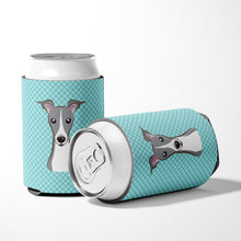 Load image into Gallery viewer, Checkerboard Blue Italian Greyhound Can or Bottle Hugger BB1174CC
