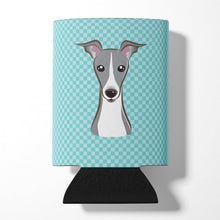 Load image into Gallery viewer, Checkerboard Blue Italian Greyhound Can or Bottle Hugger BB1174CC