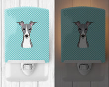 Load image into Gallery viewer, Checkerboard Blue Italian Greyhound Ceramic Night Light BB1174CNL
