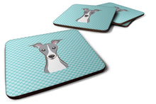 Load image into Gallery viewer, Checkerboard Blue Italian Greyhound Coasters - Set of 4 Lightweight Foam, Absorbent Drink Coasters BB1174FC
