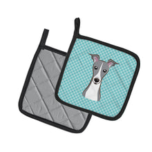 Load image into Gallery viewer, Checkerboard Blue Italian Greyhound Pot Holders - Set of 2 - Heat-Resistant Kitchen Essentials BB1174PTHD