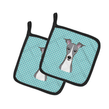 Load image into Gallery viewer, Checkerboard Blue Italian Greyhound Pot Holders - Set of 2 - Heat-Resistant Kitchen Essentials BB1174PTHD