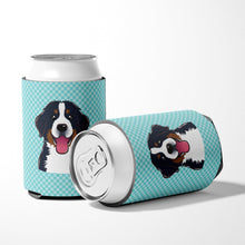 Load image into Gallery viewer, Checkerboard Blue Bernese Mountain Dog Can or Bottle Hugger BB1175CC