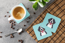 Load image into Gallery viewer, Checkerboard Blue Bernese Mountain Dog Coasters - Set of 4 Lightweight Foam, Absorbent Drink Coasters BB1175FC