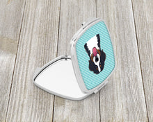 Load image into Gallery viewer, Checkerboard Blue Bernese Mountain Dog Compact Mirror – Stylish Purse Mirror with Artistic Covers BB1175SCM