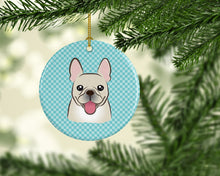Load image into Gallery viewer, Checkerboard Blue French Bulldog Ceramic Ornament BB1176CO1