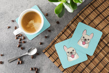 Load image into Gallery viewer, Checkerboard Blue French Bulldog Coasters - Set of 4 Lightweight Foam, Absorbent Drink Coasters BB1176FC
